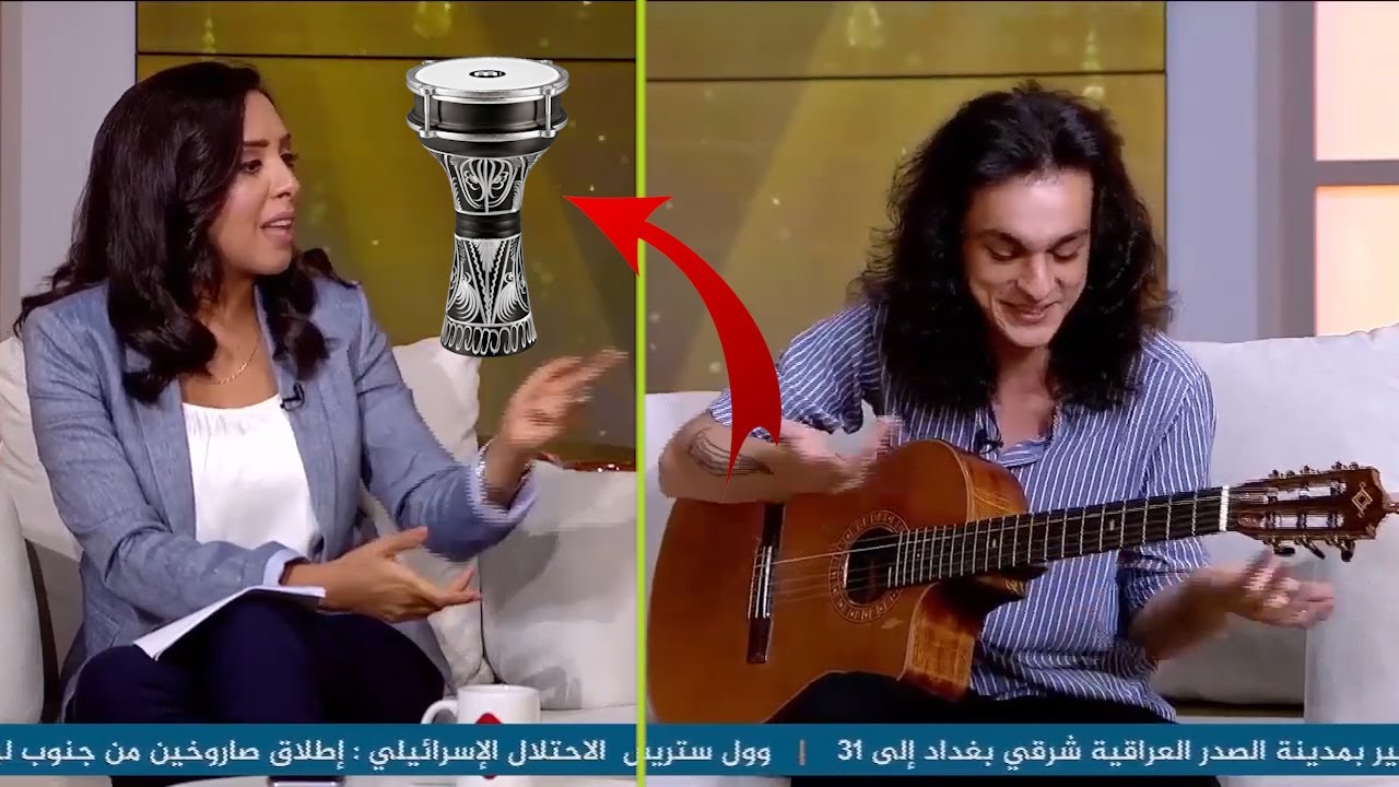 المذيعة تحدتني اعزف طبله باستخدام الجيتار | مقابلة تلفزيونية لايف