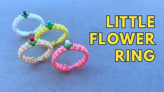 Easy Macrame Ring With A Tiny Flower Detail Flower Friendship Ring