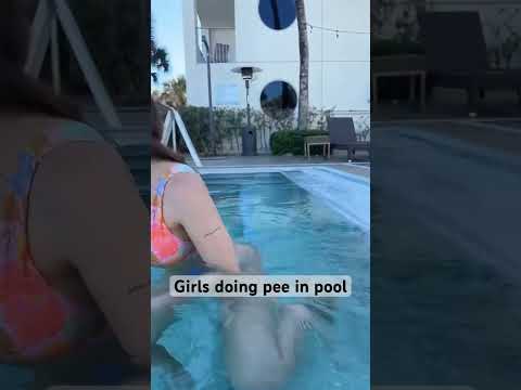 Girl doing pee in pool🏊‍♀️ #pool #summer #bikini #skit #beach #shortsbeta @bronwinaurora