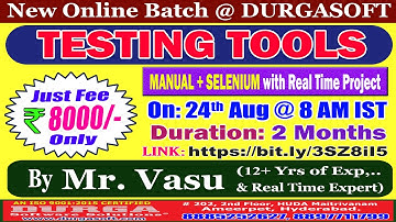 TESTING TOOLS Online Training @ DURGASOFT