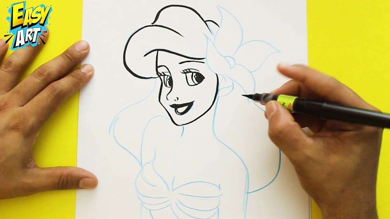 Dibujando a La Princesa Ariel - La sirenita Princesas de Disney - Easy Art  - thptnganamst.edu.vn