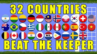 Beat the Keeper marble race with 32 countries / Marble Race King