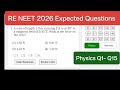 RE NEET 2026 Expected Questions | RE NEET Physics MCQs with Answers #neet2026