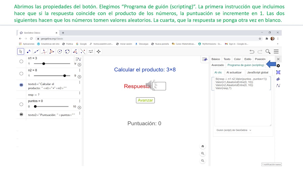 GeoGebra. Casillas de Entrada