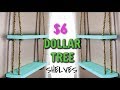 Dollar Tree DIY Hanging Rope Shelf (REAL WOOD)