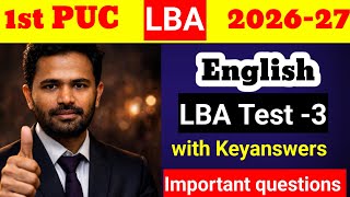 1st PUC English LBA 3 Question Paper 2026 unit test 1 with answers
