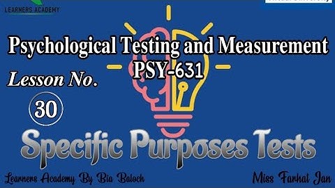 Psychological Testing and Measurement (PSY-631)VU Urdu | Lecture No. 30 | Learners Academy By Bia Ba