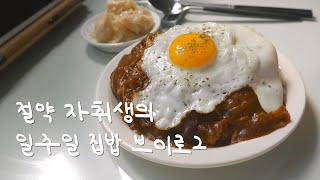 자취생의 현실적인 절약 집밥 vlog/ 이번주 식비 12,000원 (+외식 1번 포함!)/ 일주일 동안 너무 잘 먹었다!!/ 자취요리/ 자취생 브이로그/어향가지,가지튀김,하이라이스