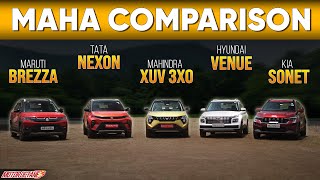 Mahindra XUV3XO vs Tata Nexon vs Kia Sonet vs Maruti Brezza vs Hyundai Venue - MAHA COMPARISON! screenshot 1