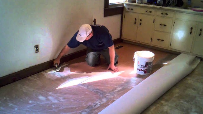 How to install vinyl sheet flooring over existing vinyl and concrete 