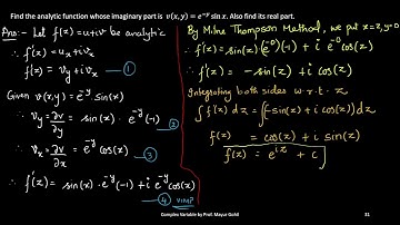 Complex Variable Lec 12 Milne Thompson Method Special Type Mayur Gohil #maths #youtube #engineering
