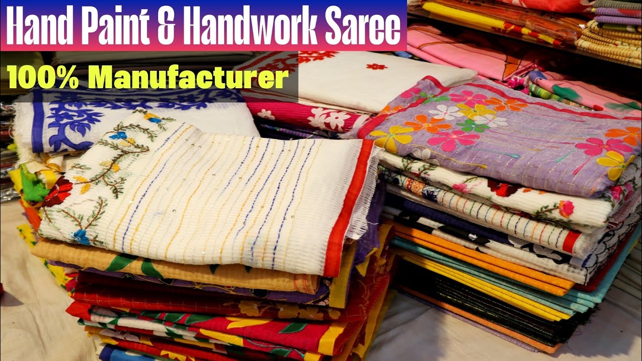 Bullion , Lambani  & Gujrati Stitch | Tant Cotton Hand Paint Saree Manufacturer & Wholesaler |