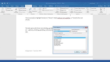"Cross-Reference", using Microsoft Word 2016