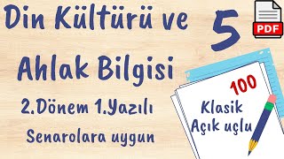 Din Kültürü ve Ahlak Bilgisi 5.Sınıf 2. Dönem 1. Yazılı Ortak MEB Senaryolara uygun klasik açık uçlu