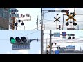 【踏切】色々な連動踏切信号がある踏切 (Railroad crossing in Japan)