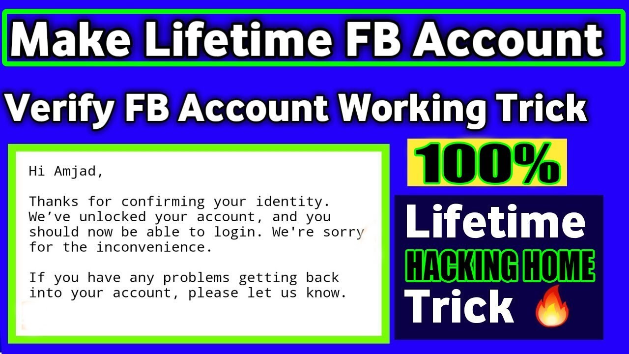 Make Lifetime Facebook Account | Verify Fb Id new Trick 2019