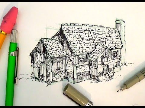 Pen and Ink Drawing Tutorials  How to draw a house