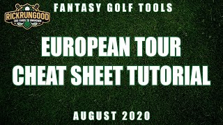 European Tour Cheat Sheet Tutorial (August 2020) | RickRunGood.com