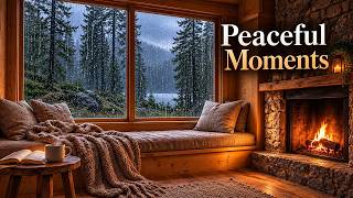 Rain on the Window for Sleep | Forest Cabin & Soft Fireplace | 3 Hours screenshot 5