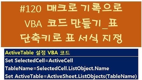 ExcelSoCool 엑셀강의_120  매크로 기록으로 VBA 코드 만들기_표 매크로중급강좌_1