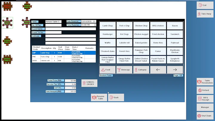 restaurant POS system prototype by Daniel Seow