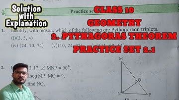 Practice set 2.1 class 10 geometry 2. Pythagoras theorem