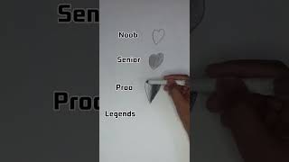 Noob vs Senior vs Pro vs Legends ❤ Heart drawing shortsvideo trending drawing