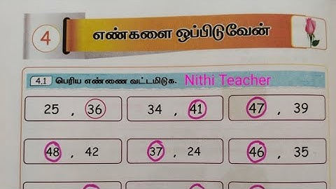 2nd std maths term 1 mottu unit 4 I will compare numbers EE maths work book ans key pg no 24-30 c...