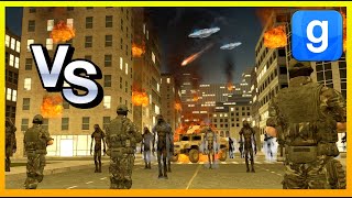 Alien Invasion VS Military Soldiers SNPC Fight Garry's Mod