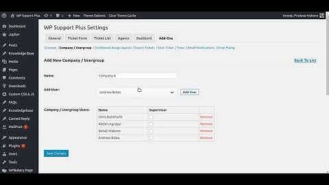 Comapny / Usergroups Add-On for WP Support Plus
