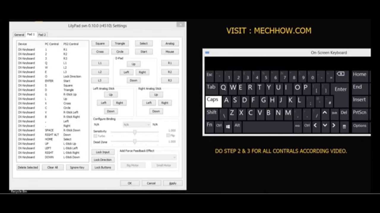 How to set control of PS2 games to play with keyboard (Example GOD OF WAR  GAME) 