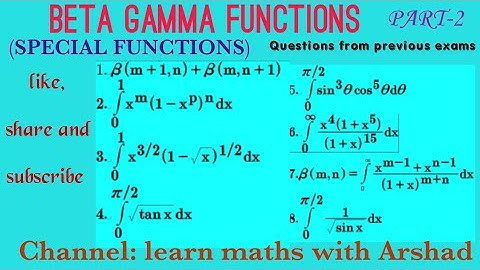 Beta Gamma functions part-2; ( special functions ) Engineering maths. English. M1 ; M2 ; Arshad sir.