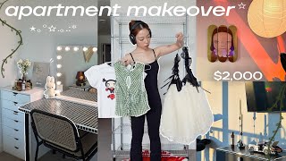 $2000 APARTMENT MAKEOVER &amp; TOUR 🛋️ shopping, decorating, unboxing hauls