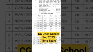 CG Open School Sep 2023 Time Table #cgopenschool #cgboard #timetable