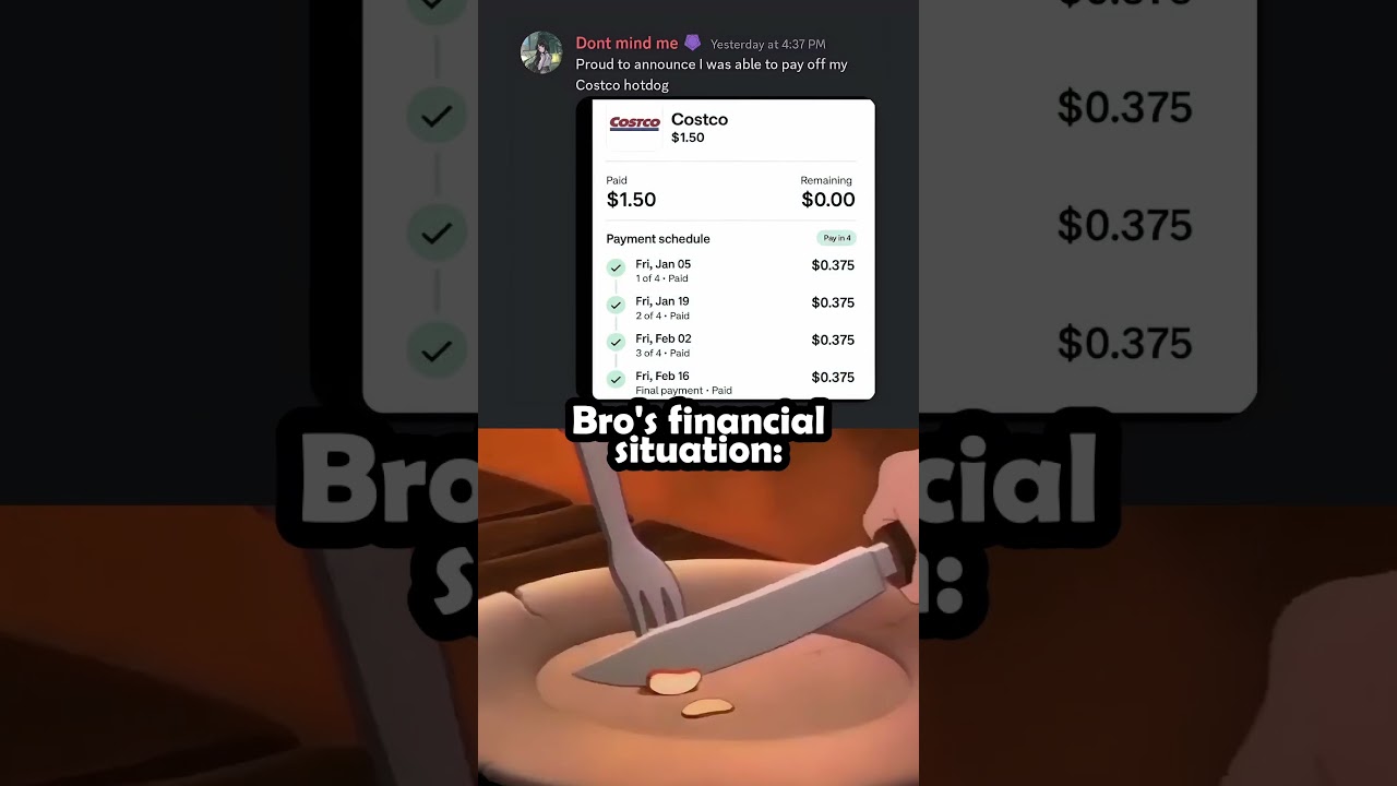 Bro is financing a hot dog 💔