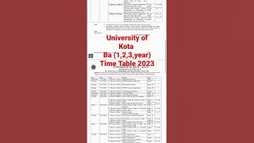#University of Kota Ba (1,2,3,year) Time Table 2023#shorts#viral