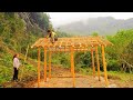 7 days building a Wooden House with my sister - Build a kitchen