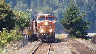 (Northbound) BNSF Empty Grain Train passes through the Steilacoom Ferry Terminal Railroad Crossing.
