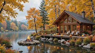 Calming Autumn Lakeside with Crackling Fire Pit 🍂🔥Soothing Piano Music & Nature Ambience for Relax screenshot 3