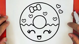 كيف ترسم دونات كيوت وسهلة خطوة بخطوة / رسم سهل / تعليم الرسم للمبتدئين || Cute Donut Drawing