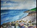 Seascape watercolor painting tutorial | beach painting | scenery drawing