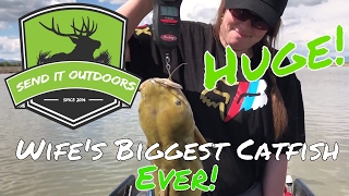 Wife's Biggest Catfish Ever! Bear River Catfish!