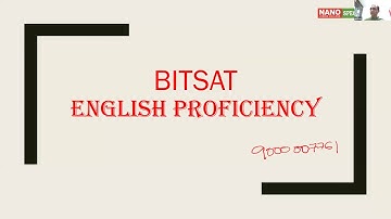 BITSAT English Proficiency - syllabus, pattern, questions | Tips for preparation