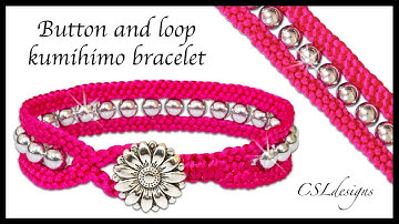 DIY beaded kumihimo bracelet with button and loop closure