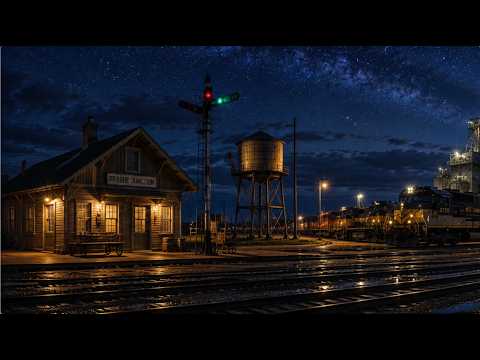🚂 Mountain Railroad Maintenance Yard After Midnight | 12 Hours Train Sounds & Sleep Ambience