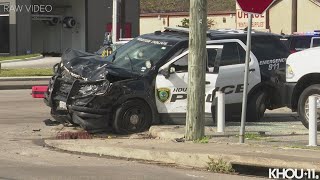 Raw video: HPD unit involved in deadly crash on Shepherd