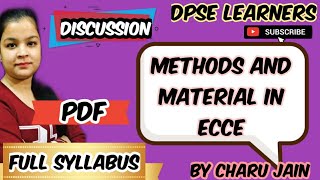 Syllabus Of Methods & Material In ECCEIn Hindi | DPSE FIRST YEAR |PDF Of Methods & Material Syllabus
