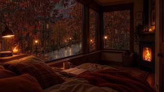 🍂🔥 Peaceful Fall Afternoon by the Window | Crackling Fire & Soft Rain for Deep Sleep, Study, Relax screenshot 5