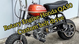 Rotary Engine powered Honda QA50  Making a custom belt drive