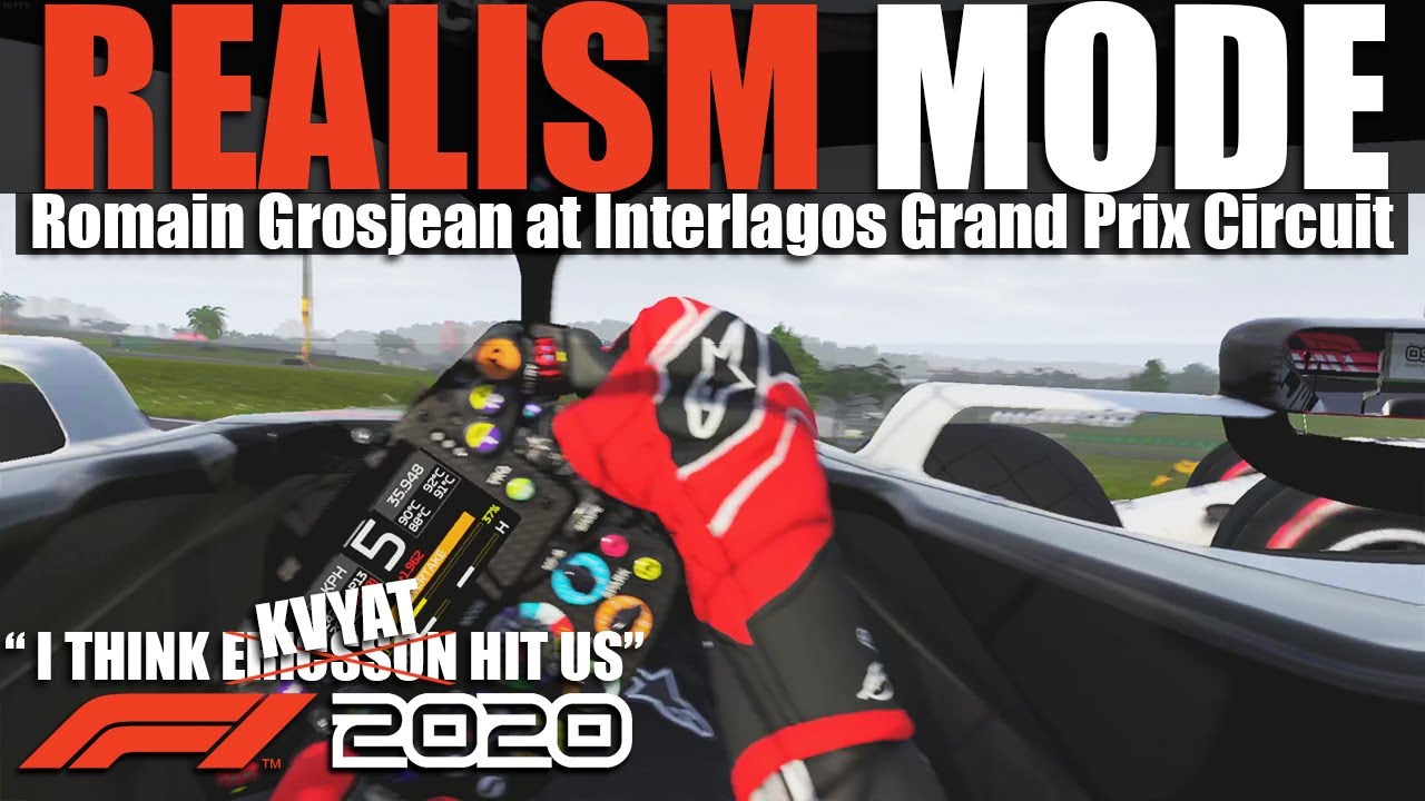 F1 2020 REALISM MODE - BRAZIL - ROMAIN GROSJEAN (100% RACE + TRACKIR + COCKPIT + NO HUD)